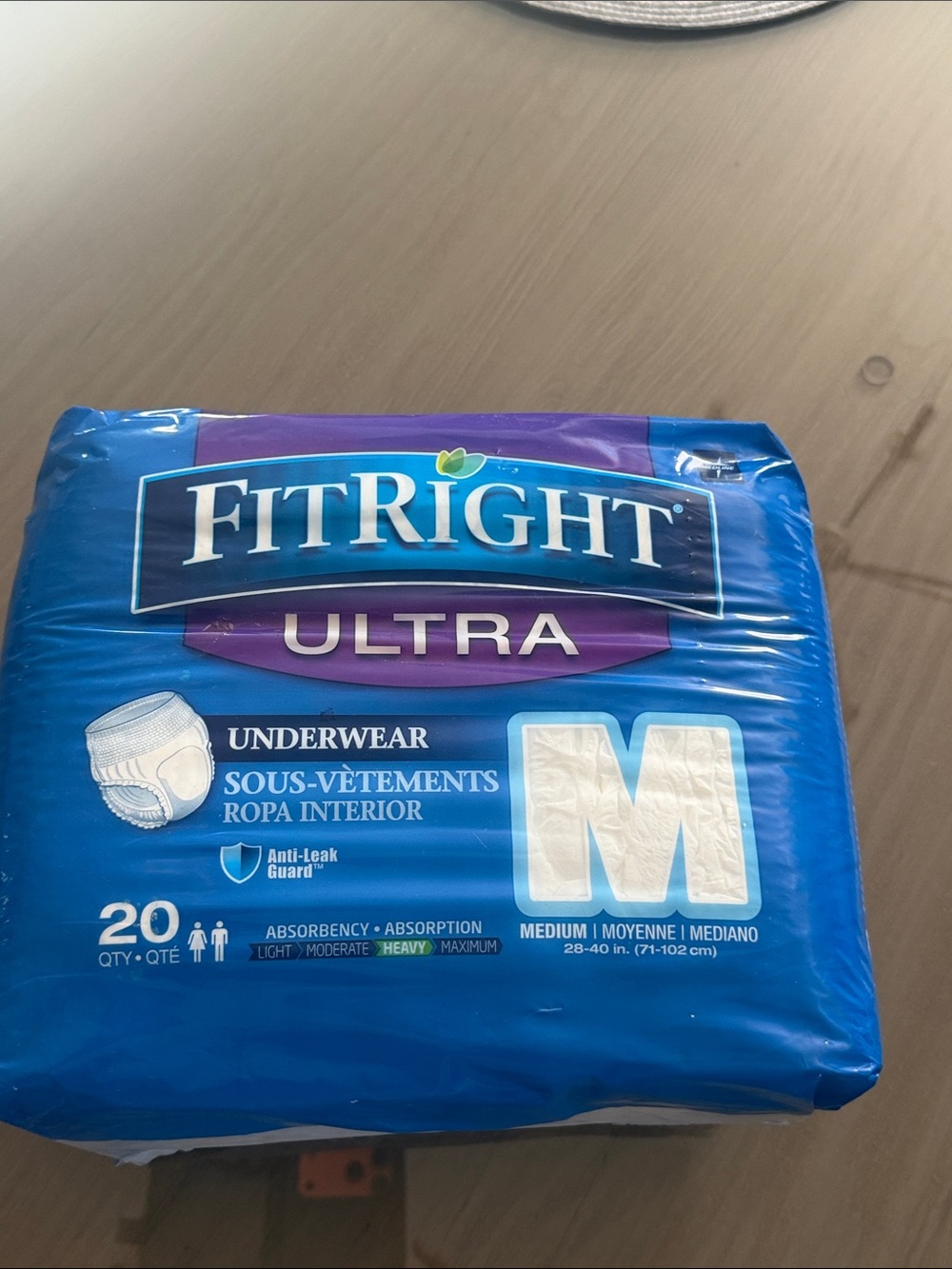 FitRight Ultra Adult Underwear, Heavy Absorbency, Medium 1 pack - 20 count